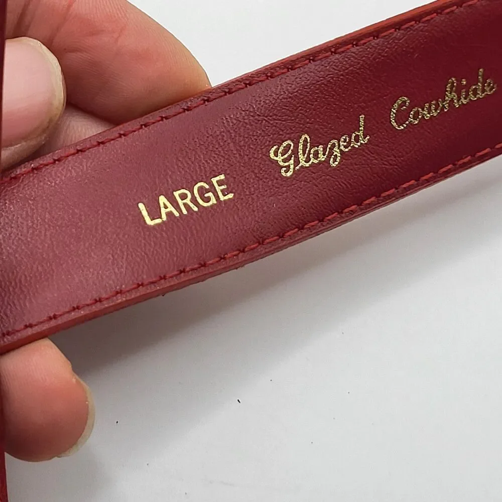 Vintage Cipriani red cow hide leather belt w/ gold buckle Large 29in-34in